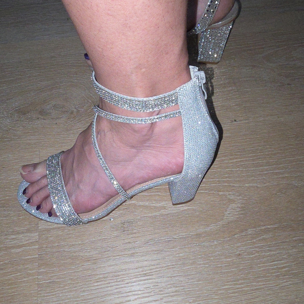 TOP Moda Silver Crystal Wrap Block Heels - Picture 5 of 5